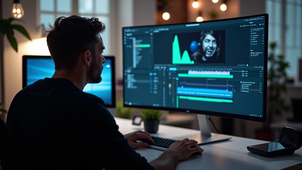 Software de animação After Effects aberto em monitor profissional mostrando timeline e painel de propriedades com keyframes